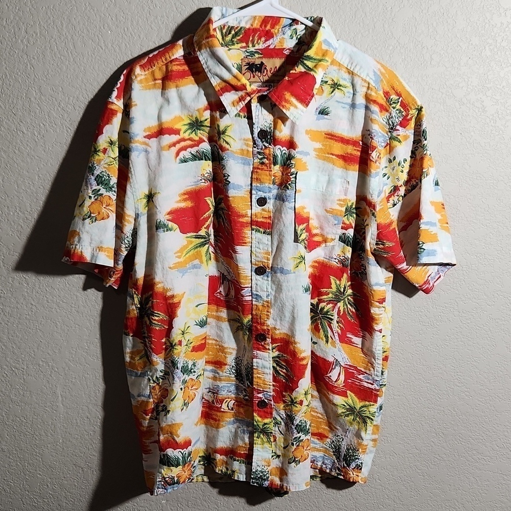 InGear Fashions Shirt Mens Size XL Button Down Palm Tree Hawaiian
